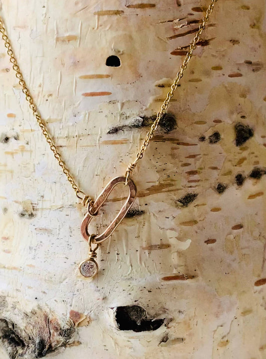 To & Fro Necklace - 14k Gold Fill and CZ