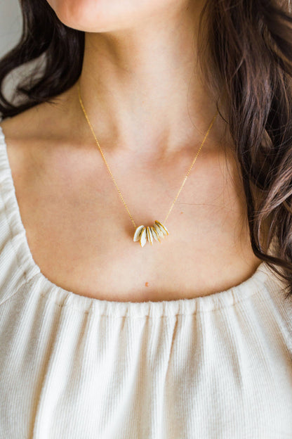 Pinched Bead Necklace Porcelain and Gold Luster Necklace by Jenna Vanden Brink