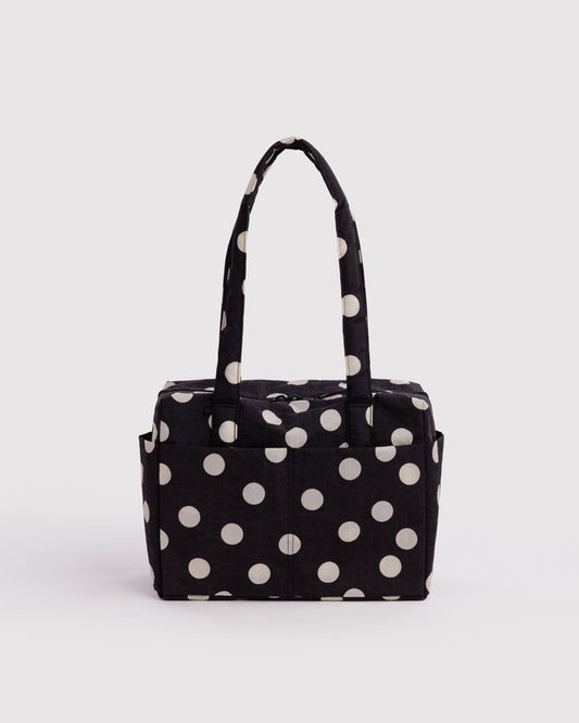 BAGGU Everyday Cloud Bag in Black And Cream Polka Dot