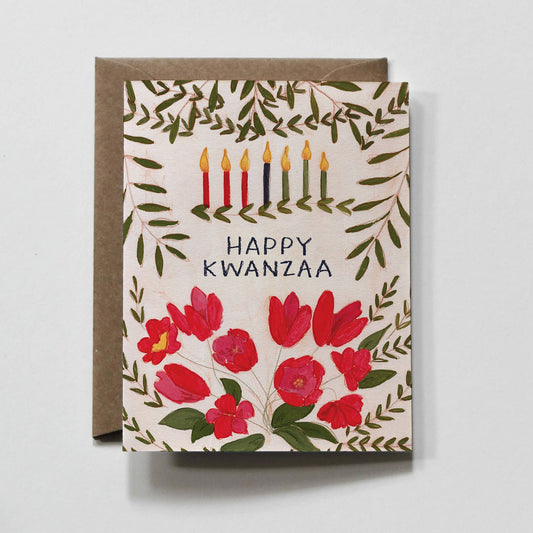 "Happy Kwanzaa" Floral Kwanzaa Holiday Greeting Card