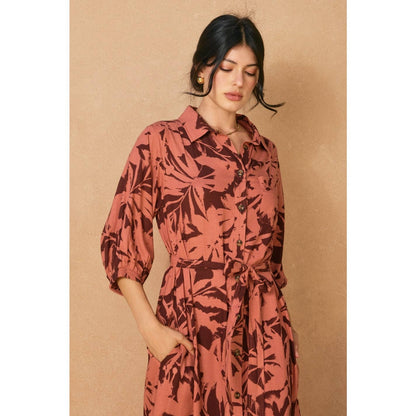 "Spiced Petals" Longline Shirt Dress