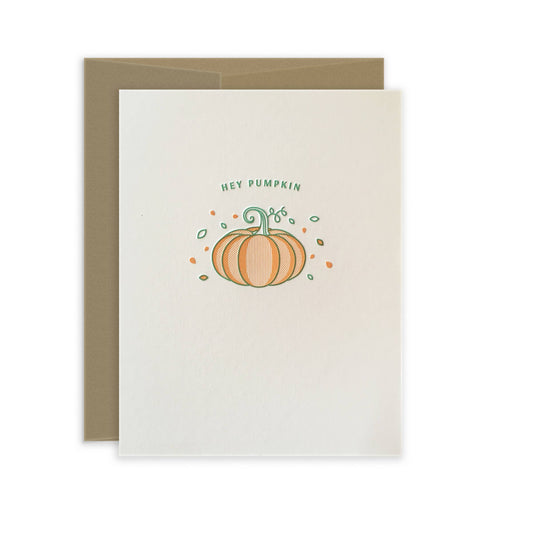 Hey Pumpkin Letterpress Greeting Card