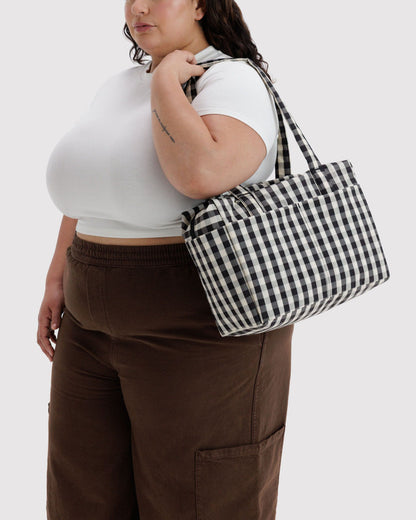 BAGGU Everyday Cloud Bag in Black And Cream Gingham