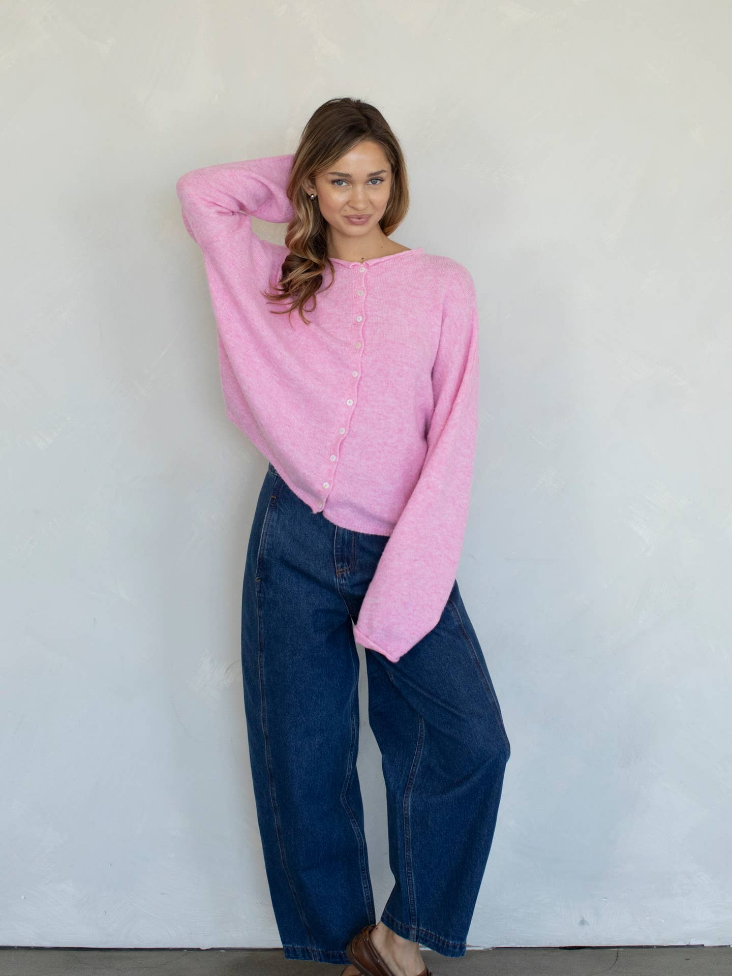 Lightweight Cozy Piper Cardigan by Things Between - Pale Pink