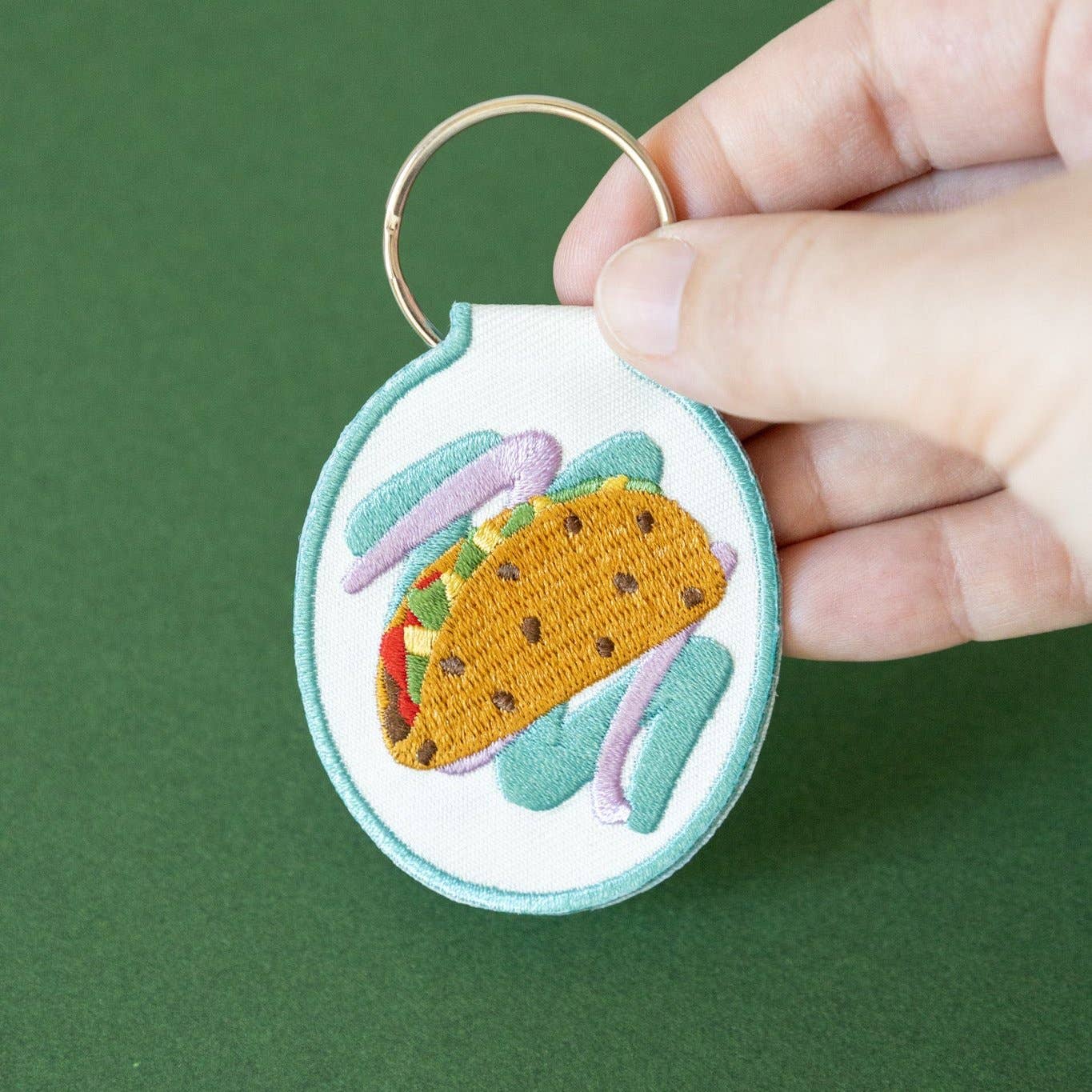 90s Taco Embroidered Patch Keychain