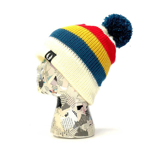 Ski Patrol Retro Stripe Pom-Pom Beanie - Two Fun Colorways
