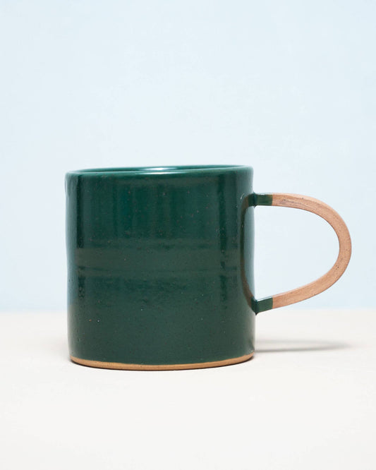 Evergreen Hand-Thrown Camp Mug with Raw Handle