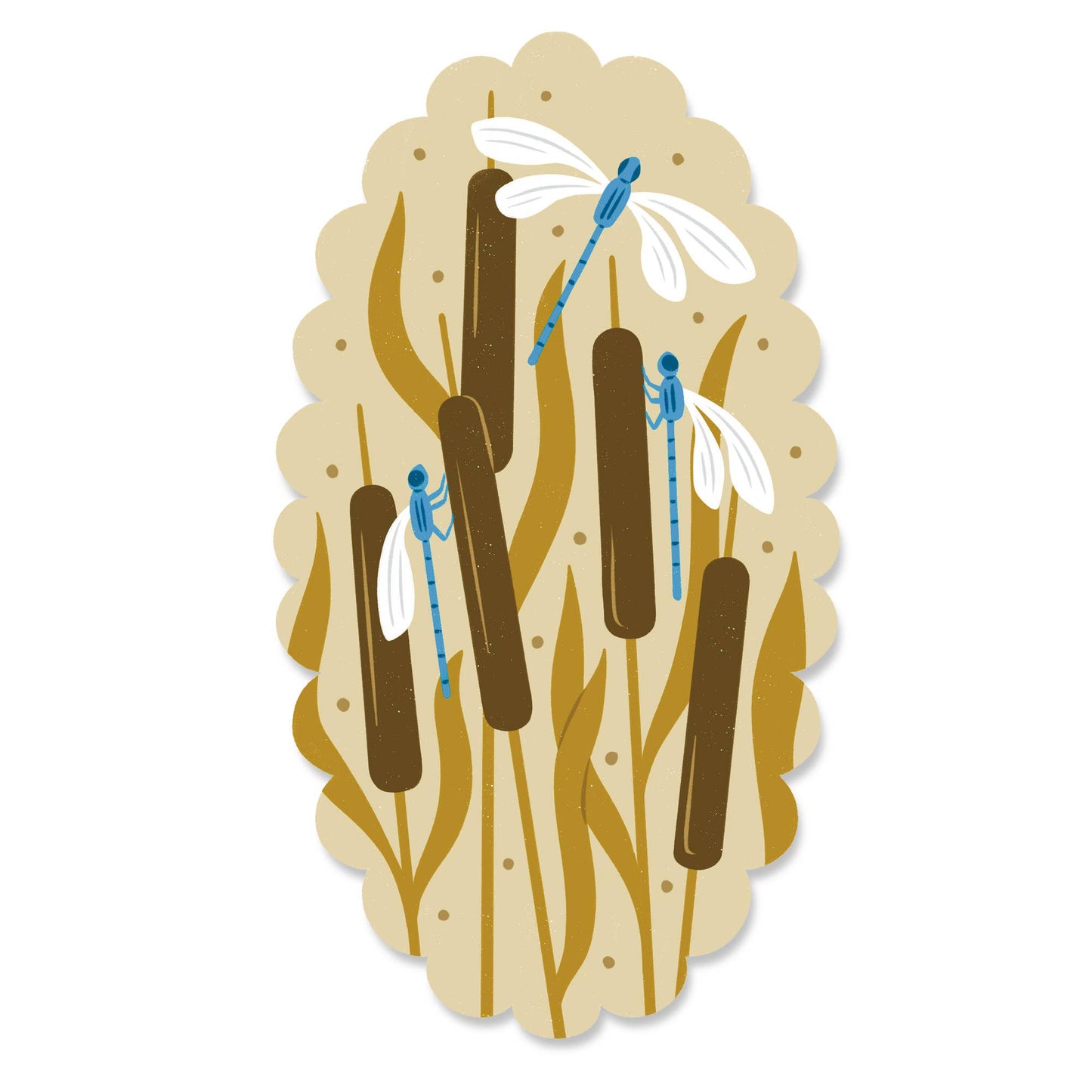 Dragonflies and Cattails Vinyl Sticker