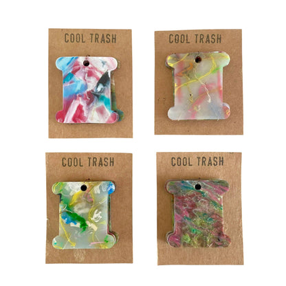 Hand-Recycled Plastic Embroidery Floss Bobbins: Pack of 5