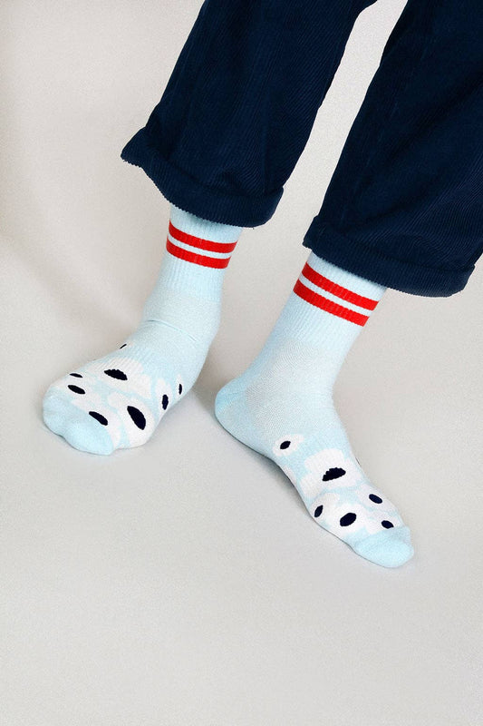 Blue Daisies Floral Crew Sock (Men's Sizing)