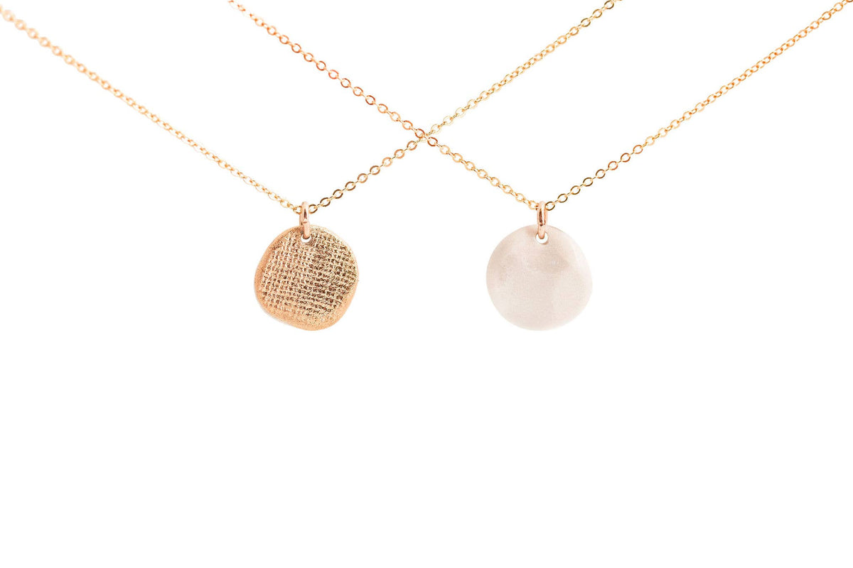 Sun and Moon Reversible Porcelain and Gold Luster Necklace by Jenna Vanden Brink