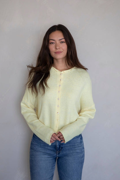 Lightweight Cozy Piper Cardigan by Things Between - Butter Yellow