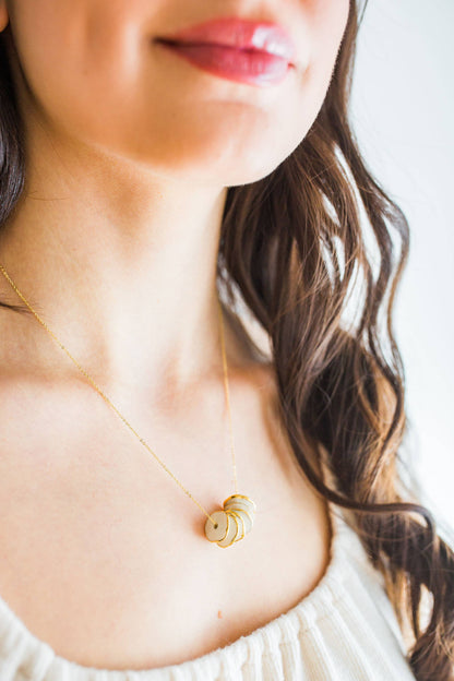 Pinched Bead Necklace Porcelain and Gold Luster Necklace by Jenna Vanden Brink