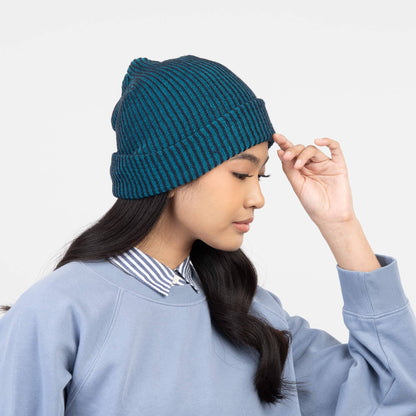 Two-Tone Rib Knit Unisex Beanie