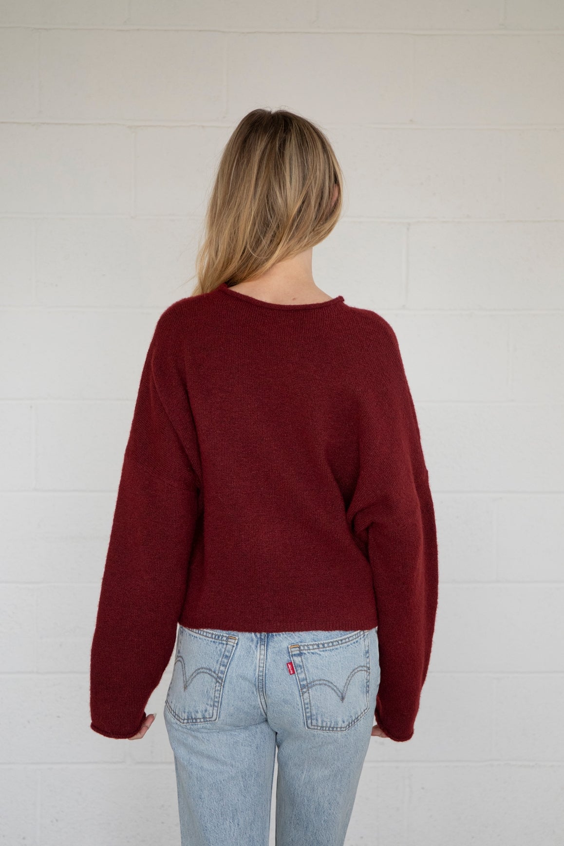 Lightweight Cozy Piper Cardigan by Things Between - Wine / Burgundy Red