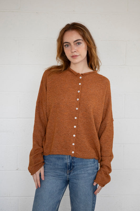 Lightweight Cozy Piper Cardigan by Things Between - Rust