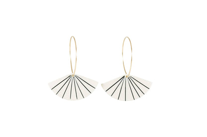 Pinstripe Fan Porcelain and Gold Fill Hoop Earrings by Jenna Vanden Brink