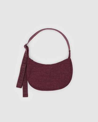 BAGGU Small Nylon Crescent Bag in Mahogany