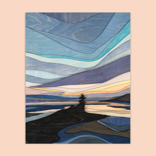 Peaceful Cairn Painted Wood Landscape - 8"x10" Unframed Print