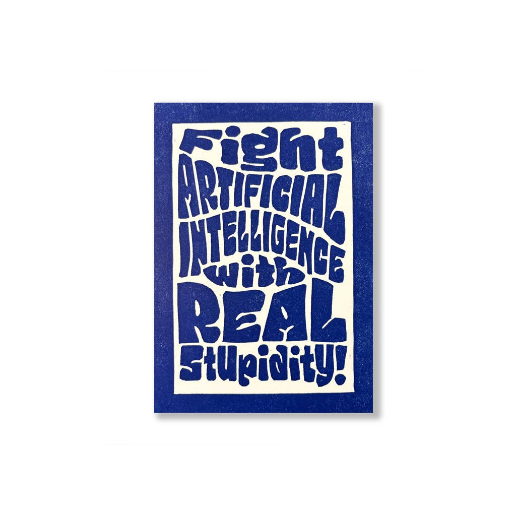 Fight AI 5"x7" Linocut Print