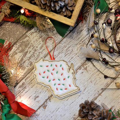 Wisconsin Sugar Cookie Embroidered Felt Christmas Ornament