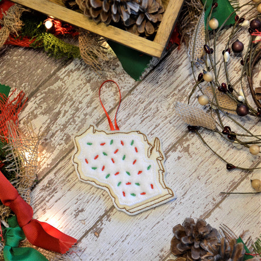 Wisconsin Sugar Cookie Embroidered Felt Christmas Ornament