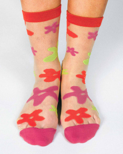 Flower Sheer Ankle Sock by Hannah Packer (Women's Sizing)