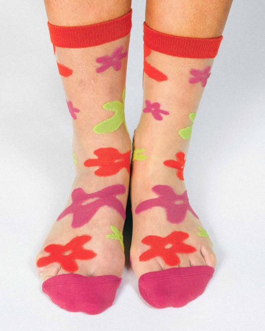 Flower Sheer Ankle Sock by Hannah Packer (Women's Sizing)