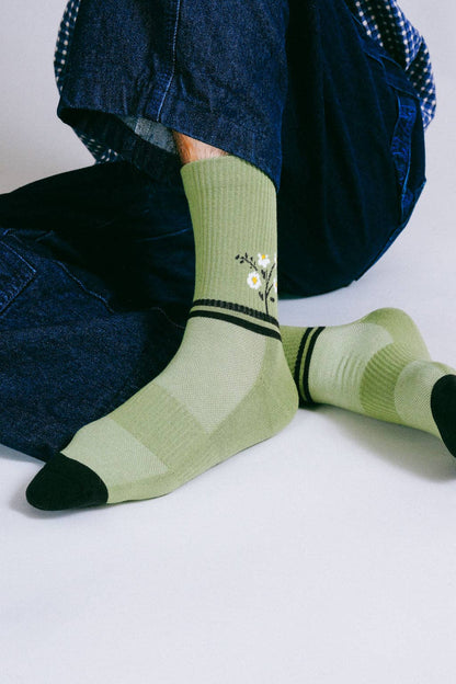 Sage Daisy Crew Sock (Men's Sizing)