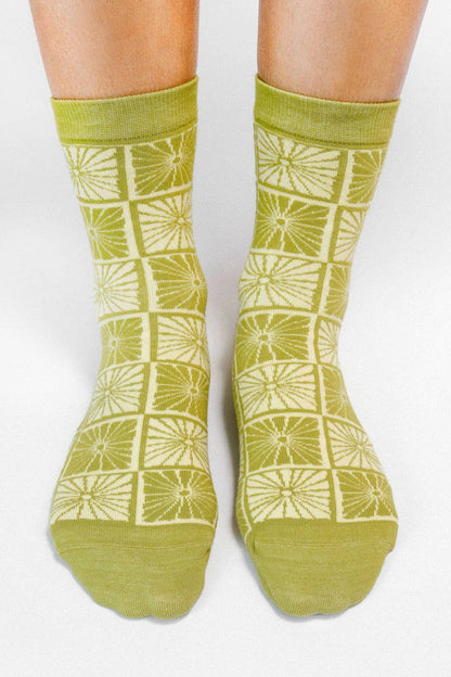 Flower Checkers Knit Ankle Sock by The SoulShine Co (Women's Sizing)