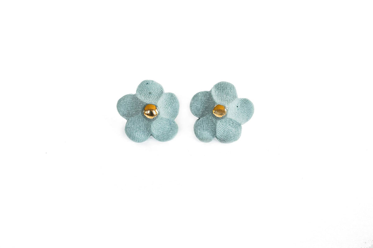 Flower Stud Earrings in Porcelain and Gold Luster by Jenna Vanden Brink