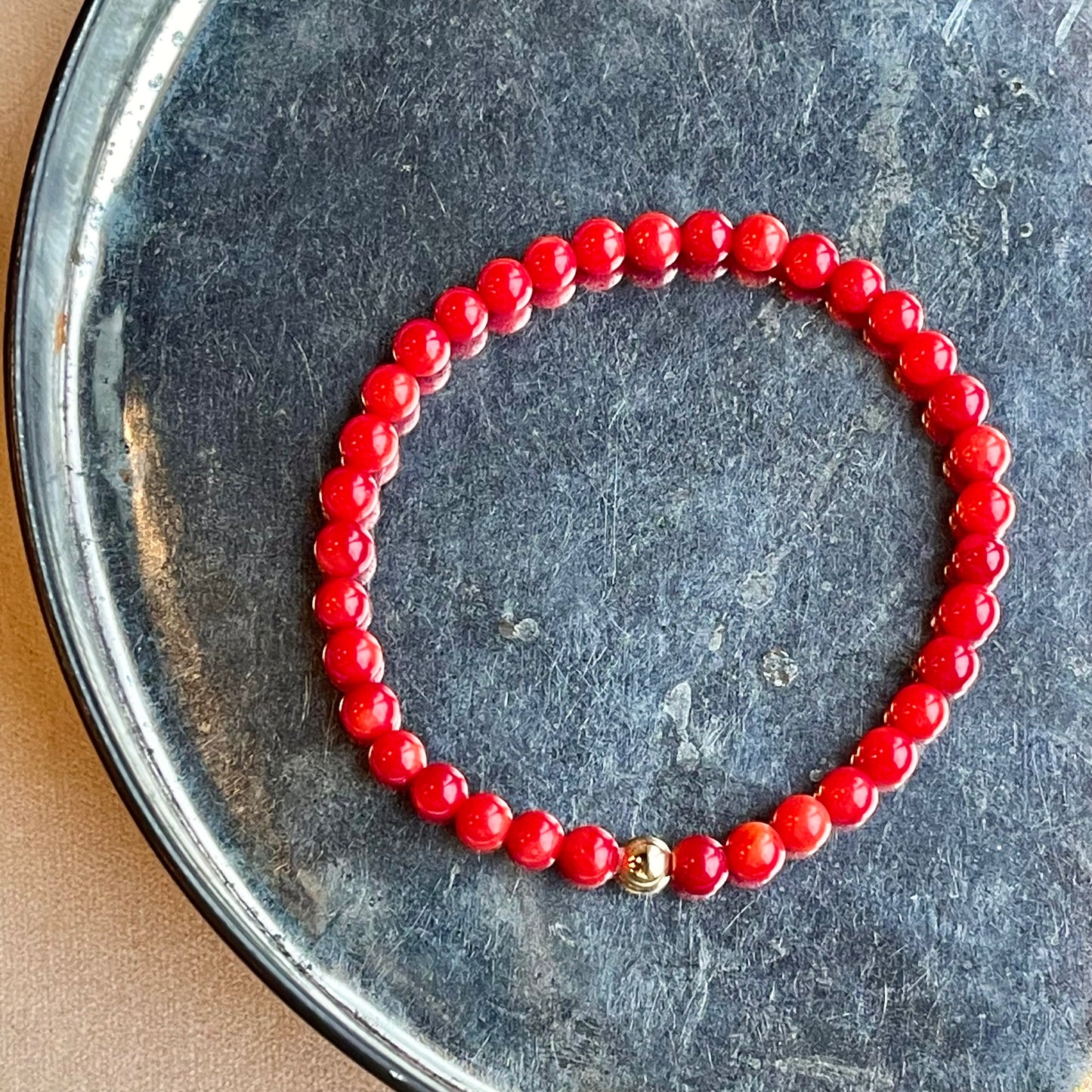 Red Coral + Gold Bracelet