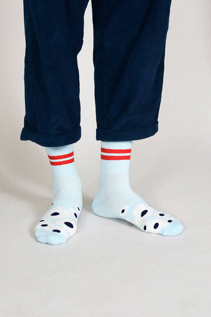 Blue Daisies Floral Crew Sock (Men's Sizing)