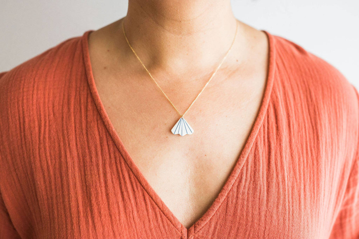 Striped Petal Porcelain Pendant by Jenna Vanden Brink