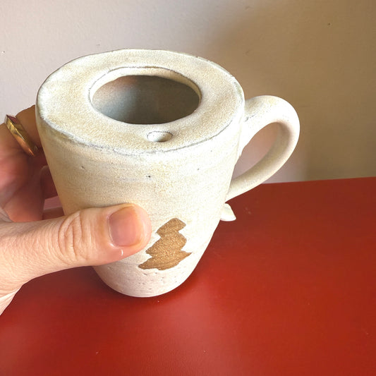 Hand-Thrown Ceramic Travel Mug with Evergreen Tree - Made in Stoughton!