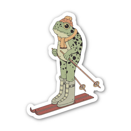 Frog Skiing Sticker