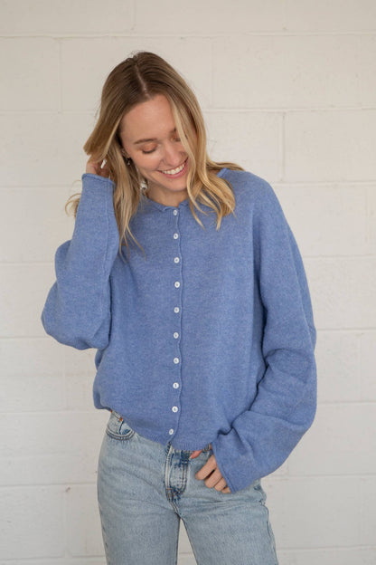 Lightweight Cozy Piper Cardigan by Things Between - Dusty Blue