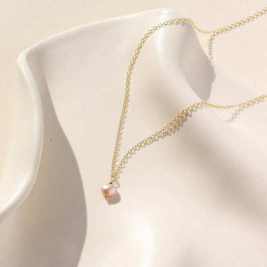 Pink Pearl Necklace in 14k Gold Fill
