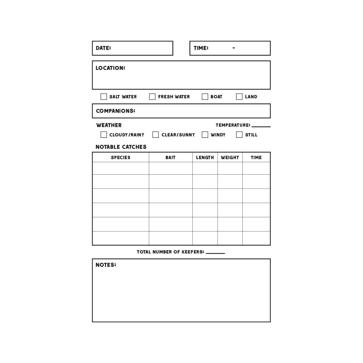 Fishing Experience Passport / Logbook - Two 20-Page Books