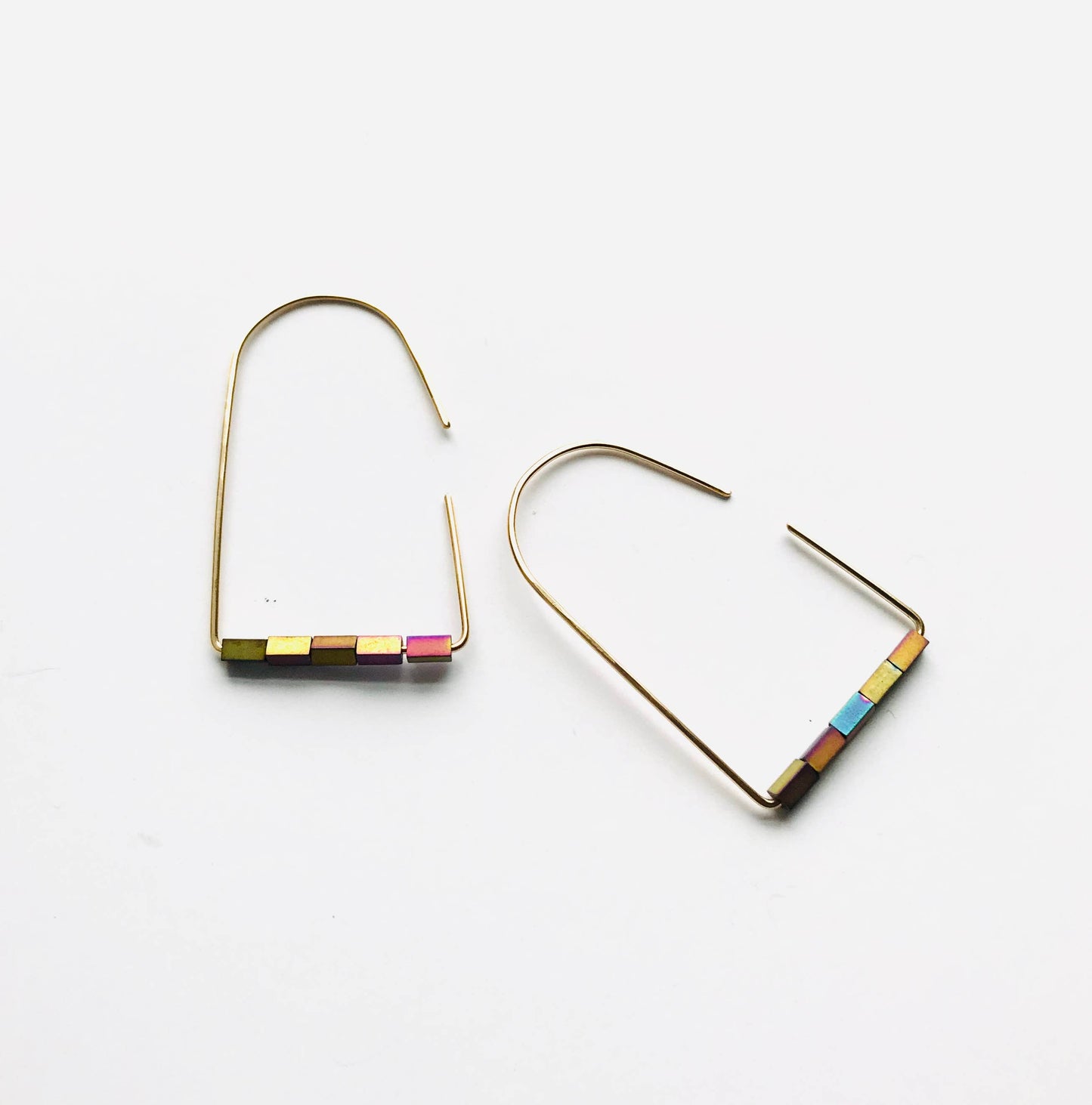 "Gege" Hematite and Gold Fill Lightweight Hoops - 4 Colors to Choose From