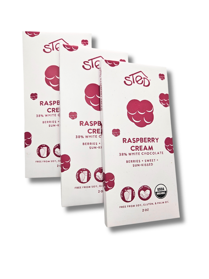 Sted Chocolate Mini Snack Size Bar: Raspberry Cream White Chocolate