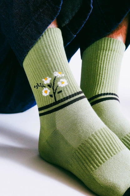 Sage Daisy Crew Sock (Men's Sizing)