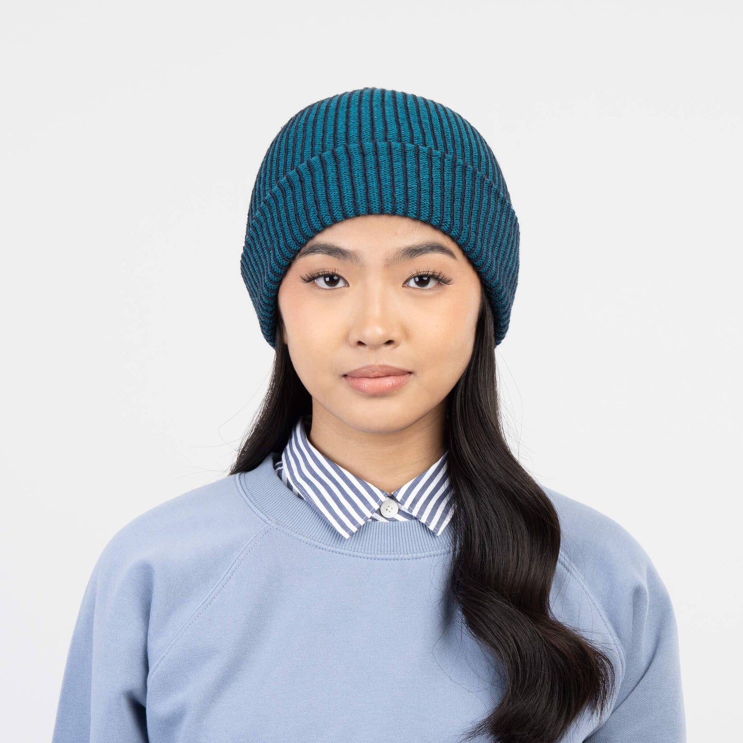 Two-Tone Rib Knit Unisex Beanie