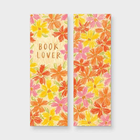 "Book Lover" Colorful Floral Bookmark