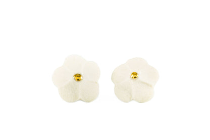 Flower Stud Earrings in Porcelain and Gold Luster by Jenna Vanden Brink