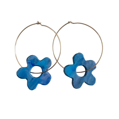 Hand-Recycled Plastic Flower Hoops: Blue