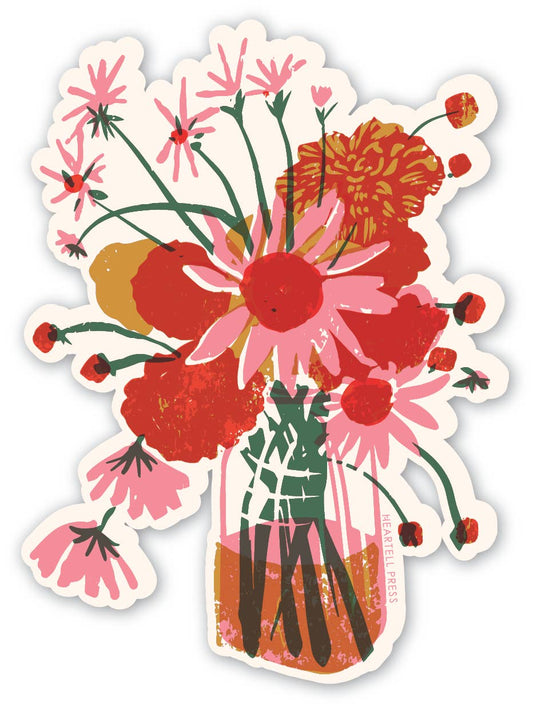 Eco Friendly Glass Jar Bouquet Die Cut Sticker