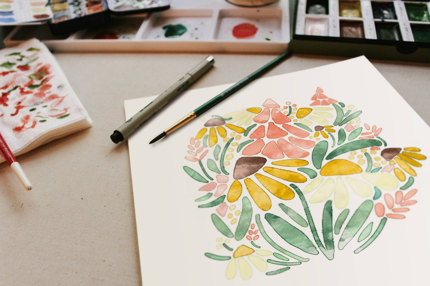 Floral Meadows Watercolor Painting Kit