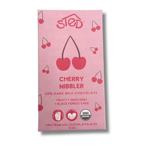 Mini Cherry Nibbler 50% Dark Organic Chocolate Bar