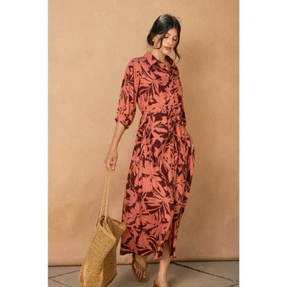 "Spiced Petals" Longline Shirt Dress